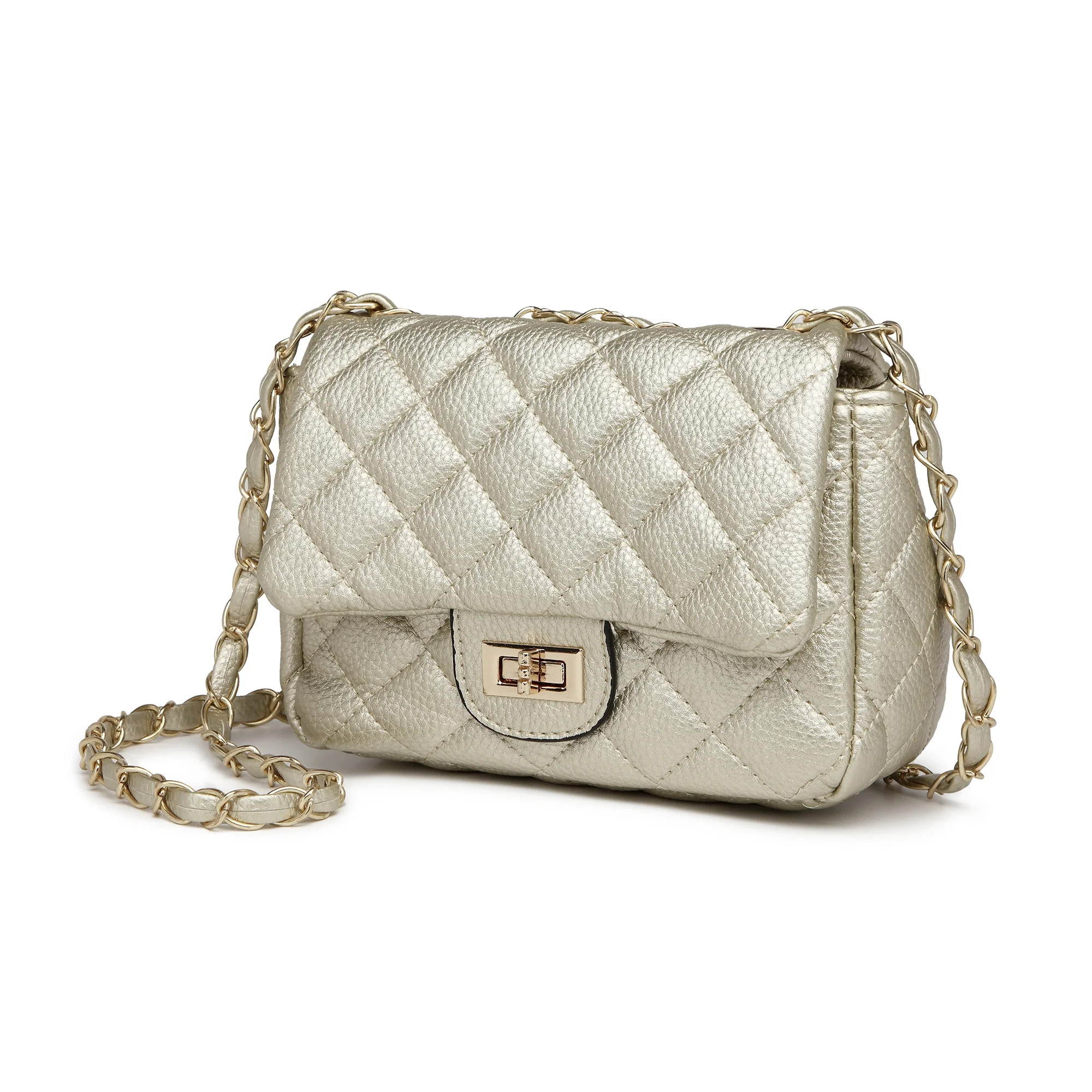 Poppy Womens Quilted Crossbody Bag Handbags Vegan Leather Purses For Women Shoulder Bag With Chai... | Walmart (US)