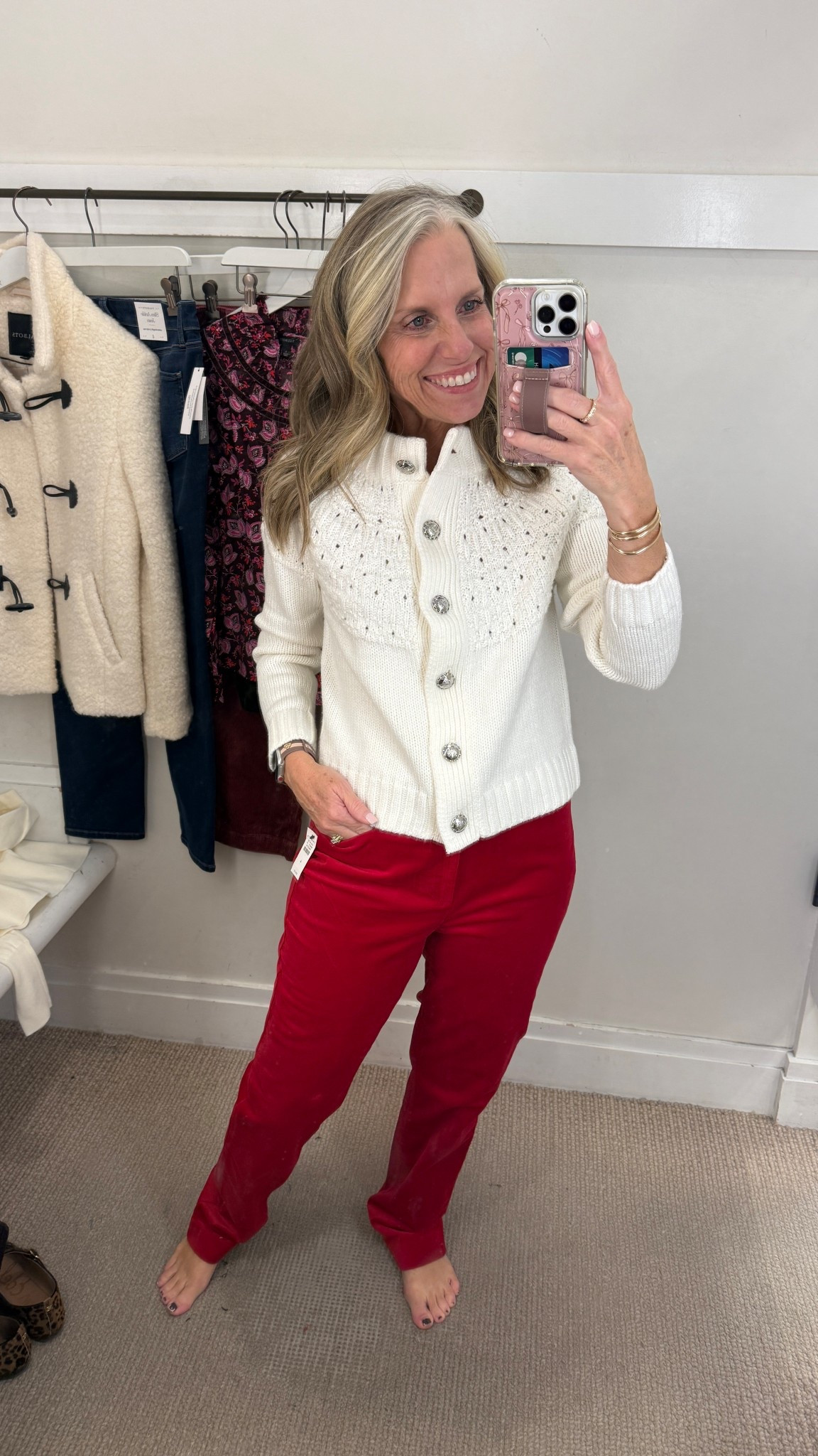 Pants on sale. Love velveteen for holidays and all winter. Wearing 4, and XS sweater


#LTKHoliday #LTKOver40 #LTKSaleAlert