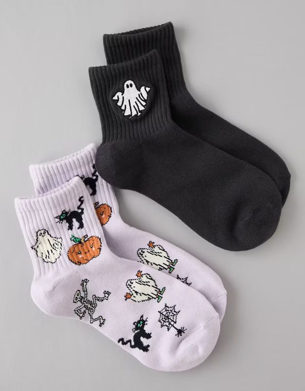 AE Halloween Ghost Boyfriend Socks 2-Pack | American Eagle Outfitters (US & CA)