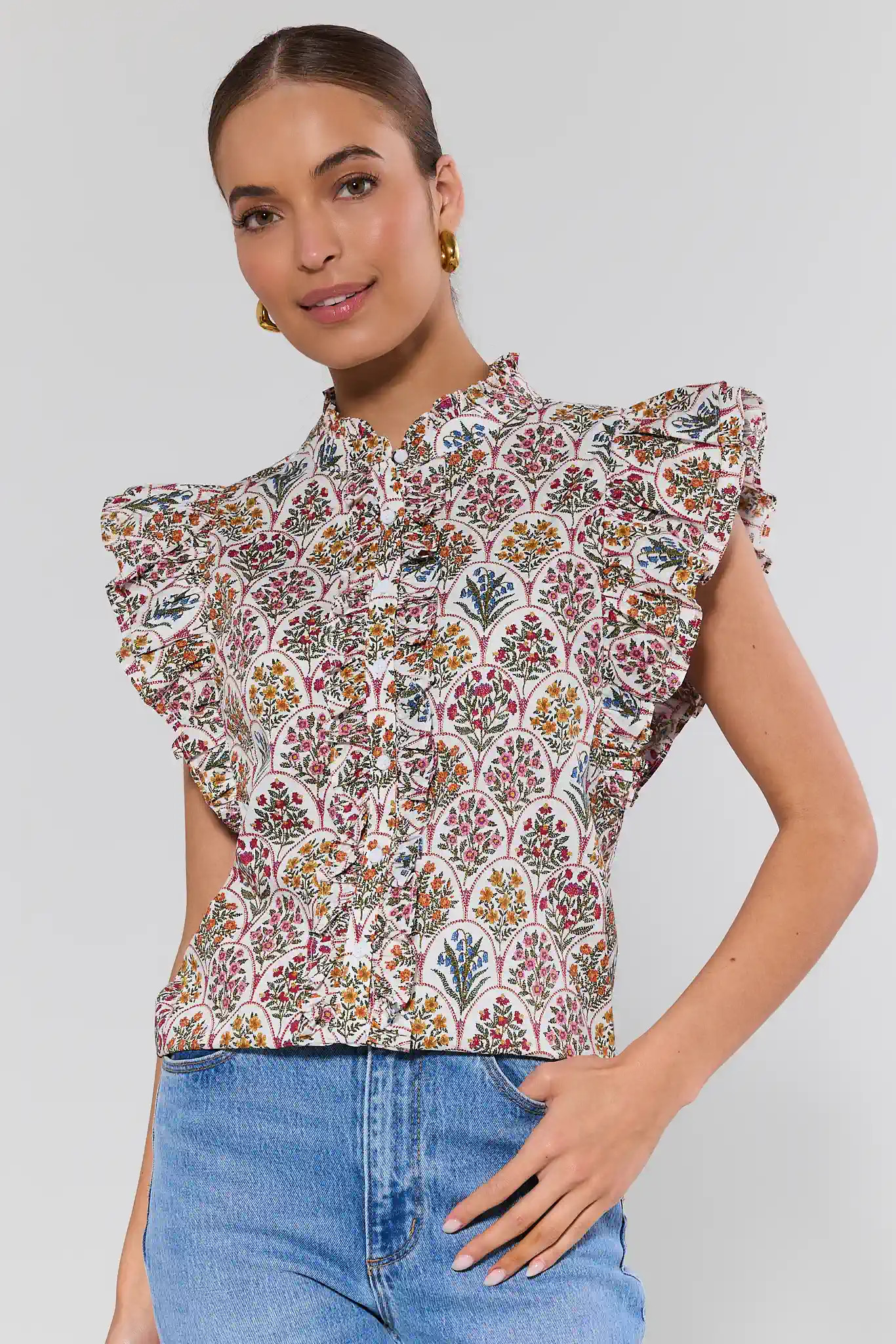 Anita White Floral Print Top | Avara