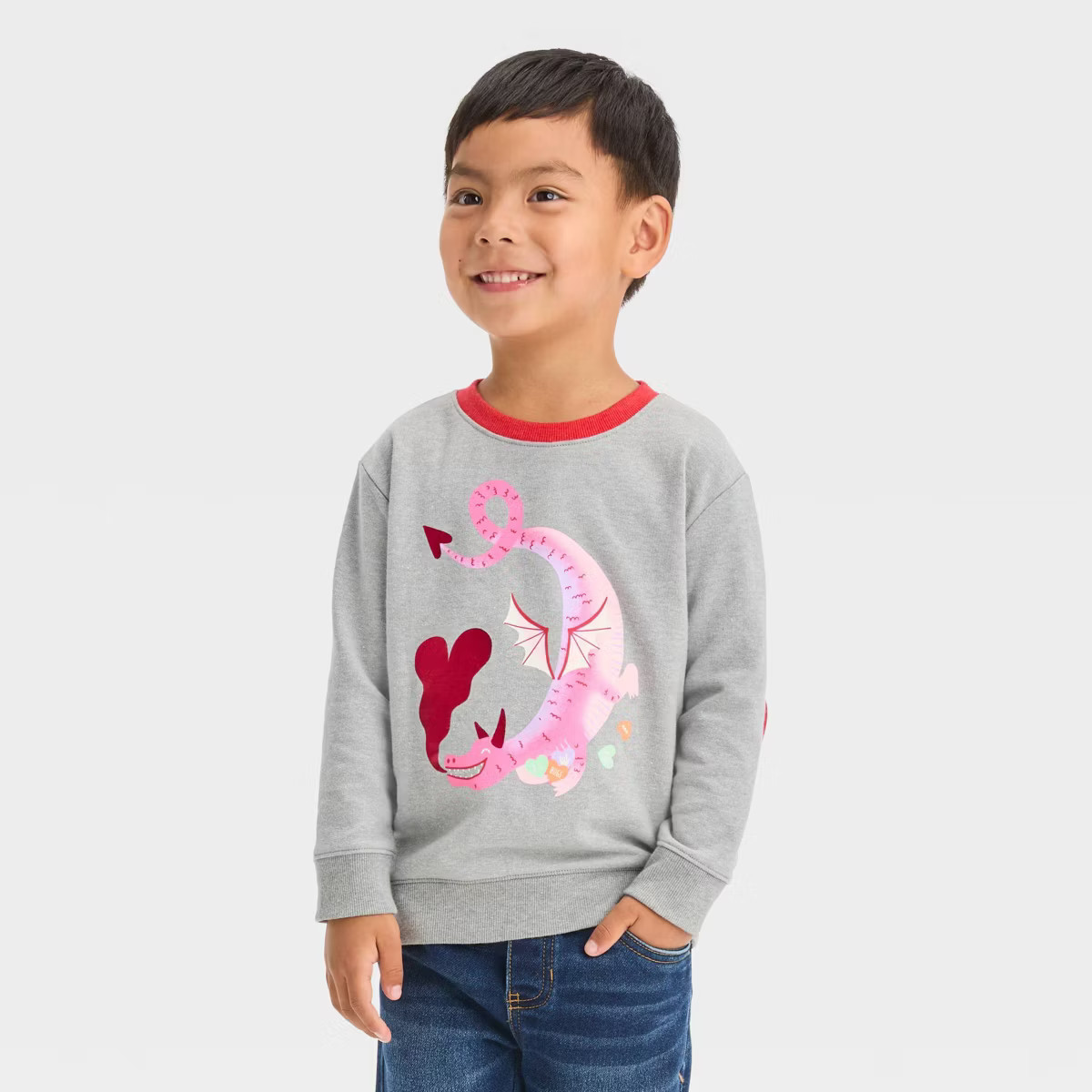 Toddler Boys' Valentine's Day French Terry Crewneck Pullover Sweatshirt - Cat & Jack™ | Target