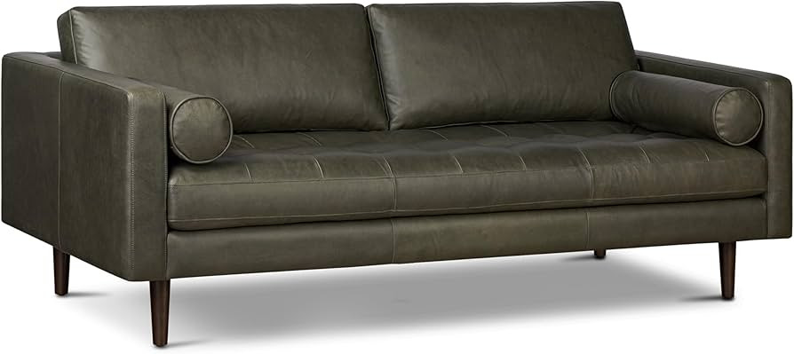Poly & BARK Napa 88.5" Leather Sofa – Full-Grain Italian-Tanned Aniline Leather, Feather-Down C... | Amazon (US)