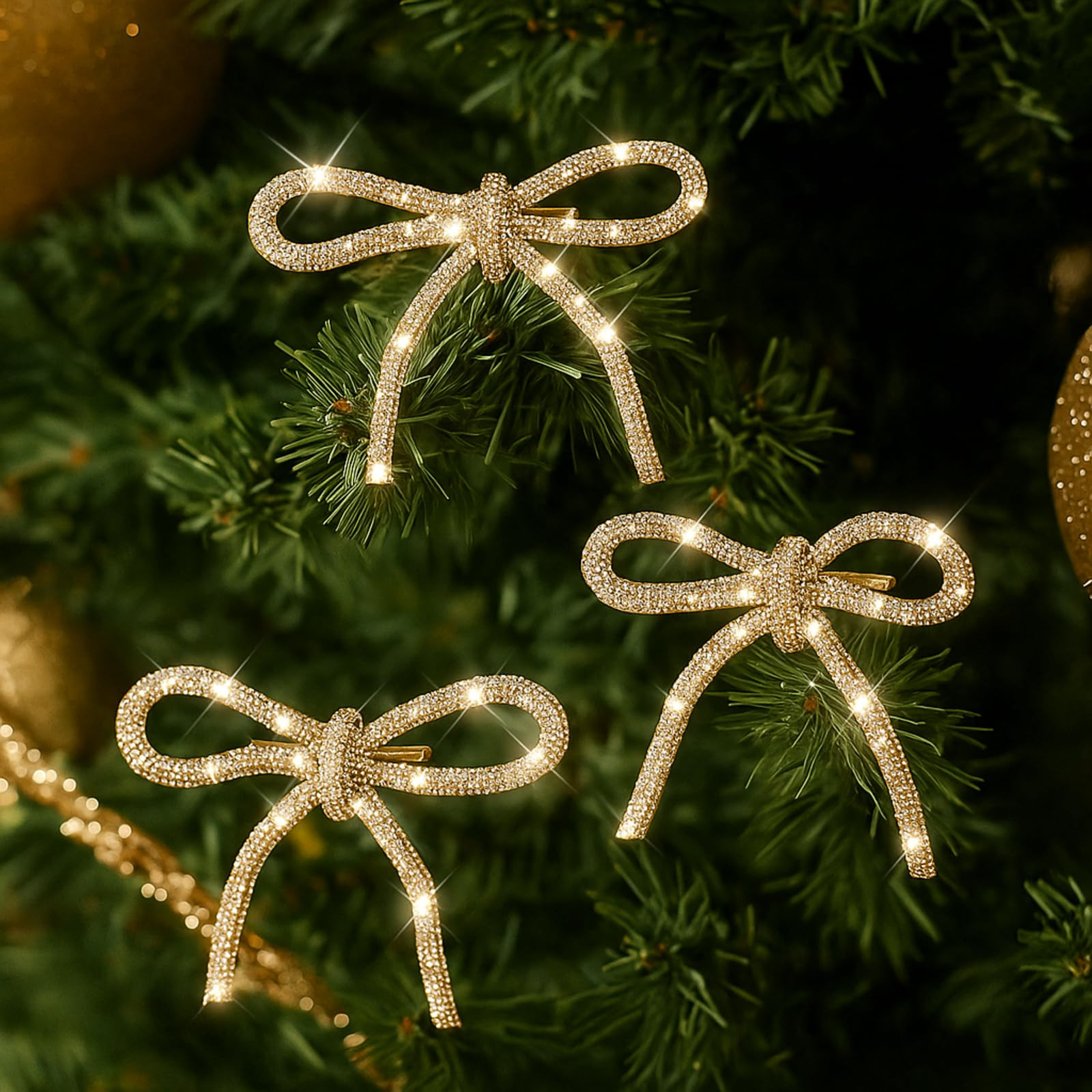 12 Pcs Glitter Christmas Tree Bow Clip Ornaments 4.1 x 4.5 Inch Bow Christmas Tree Wreath Decorat... | Amazon (US)