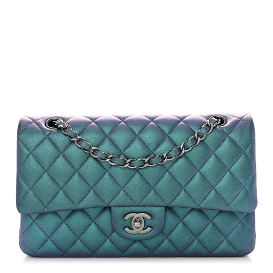 Metallic Lambskin Quilted Medium Double Flap Turquoise | FASHIONPHILE (US)
