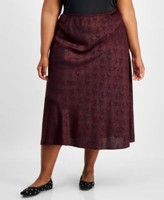 And Now This Trendy Plus Bow Print Satin Maxi Skirt, Created for Macy's - Macy's | Macy's