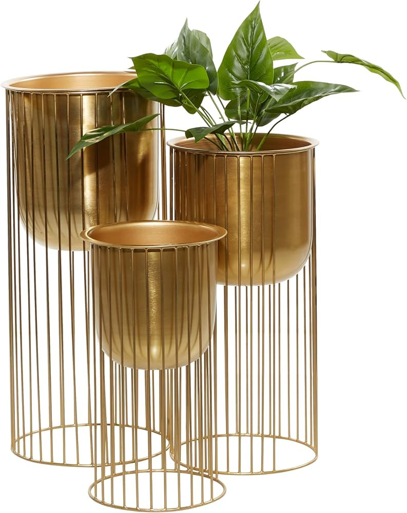 Deco 79 Metal Indoor Outdoor Planter Deep Recessed Dome Large Planter Pot with Elevated Caged Sta... | Amazon (US)