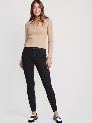 High-Waisted Wow Super-Skinny Black-Wash Ankle Jeans for Women | Old Navy (US)