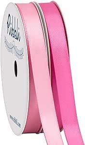 Ribbli 2 Rolls Satin Pink & Hot Pink Craft Ribbon,Total 20 Yards,(Satin Pink 3/8-Inch x 10-Yard,S... | Amazon (US)