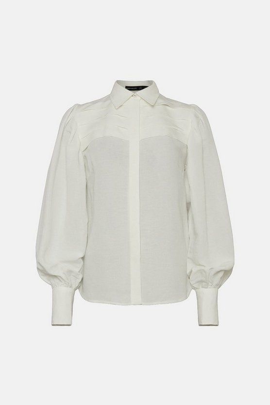 Lydia Millen Pleat Detail Linen Shirt | Karen Millen US