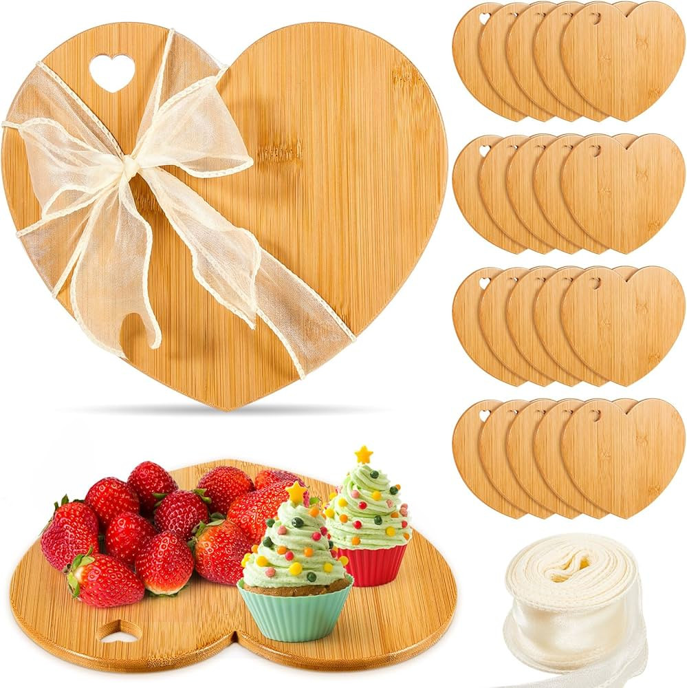 Layhit 20 Pcs Heart Shaped Cutting Boards Bulk Valentine's Day Cheese Boards Wooden Bamboo Mini C... | Amazon (US)