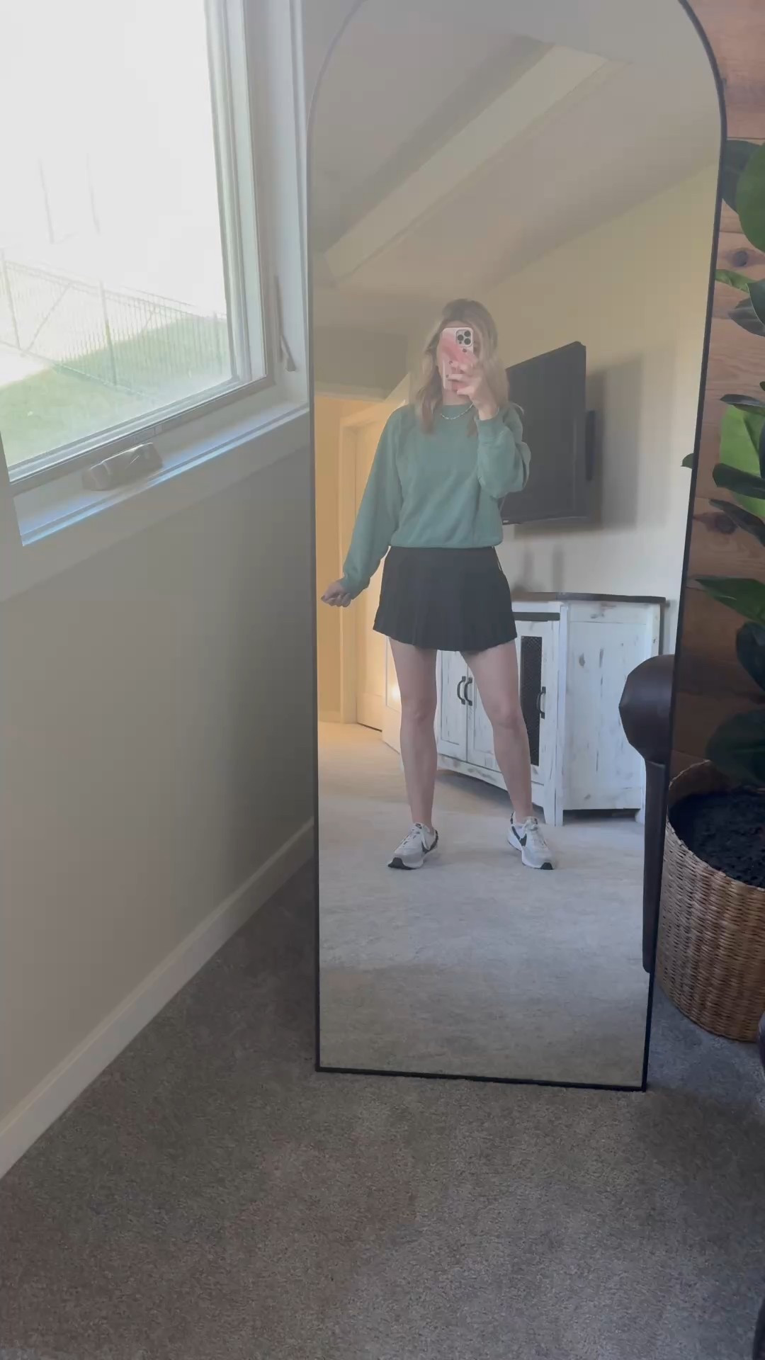 Casual stay a home mom outfit
Tennis skirt, sneakers and pullover 

#LTKActive #LTKSaleAlert #LTKStyleTip