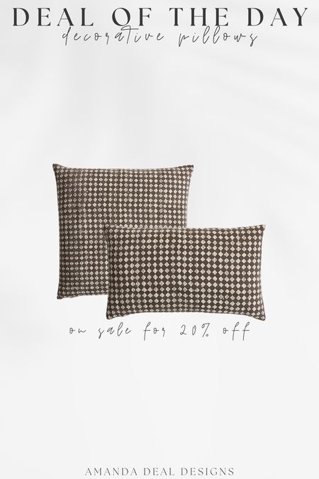 Deal of the Day - Decorative Pillows on sale for 20% off! 

Find more content on Instagram @amandadealdesigns for more sources and daily finds from crate & barrel, CB2, Amber Lewis, Loloi, west elm, pottery barn, rejuvenation, William & Sonoma, amazon, shady lady tree, interior design, home decor, studio mcgee x target, bedroom furniture, living room, bedroom, bedroom styling, restoration hardware, end table, side table, framed art, vintage art, wall decor, area rugs, runners, vintage rug, target finds, sale alert, tj maxx, Marshall’s, home goods, table lamps, threshold, target, wayfair finds, Turkish pillow, Turkish rug, sofa, couch, dining room, high end look for less, kirkland’s, Ballard designs, wayfair, high end look for less, studio mcgee, mcgee and co, target, world market, sofas, loveseat, bench, magnolia, joanna gaines, pillows, pb, pottery barn, nightstand, throw blanket, target, joanna gaines, hearth & hand, floor lamp, world market, faux olive tree, throw pillow, lumbar pillows, arch mirror, brass mirror, floor mirror, designer dupe, counter stools, barstools, coffee table, nightstands, console table, sofa table, dining table, dining chairs, arm chairs, dresser, chest of drawers, Kathy kuo, LuLu and Georgia, Christmas decor, Xmas decorations, holiday, Christmas Eve, NYE, organic, modern, earthy, moody

#LTKsalealert #LTKhome #LTKfindsunder100
