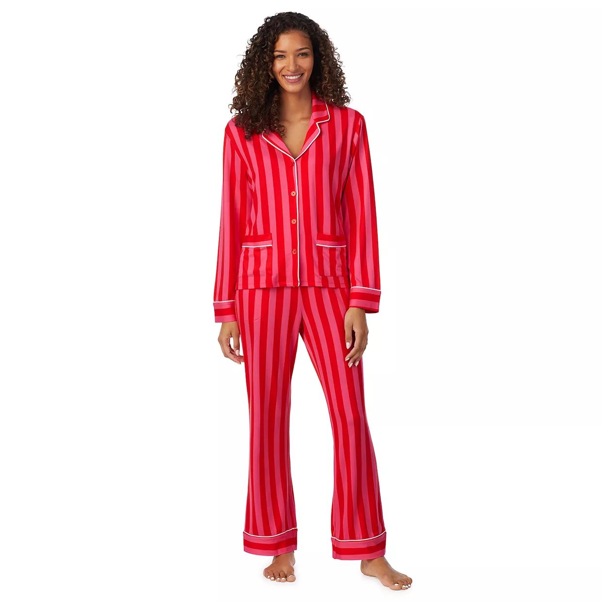Women's Beauty Sleep Social Cozy Notch Collar Pajama Top and Pajama Pant Sleep Set | Kohl's