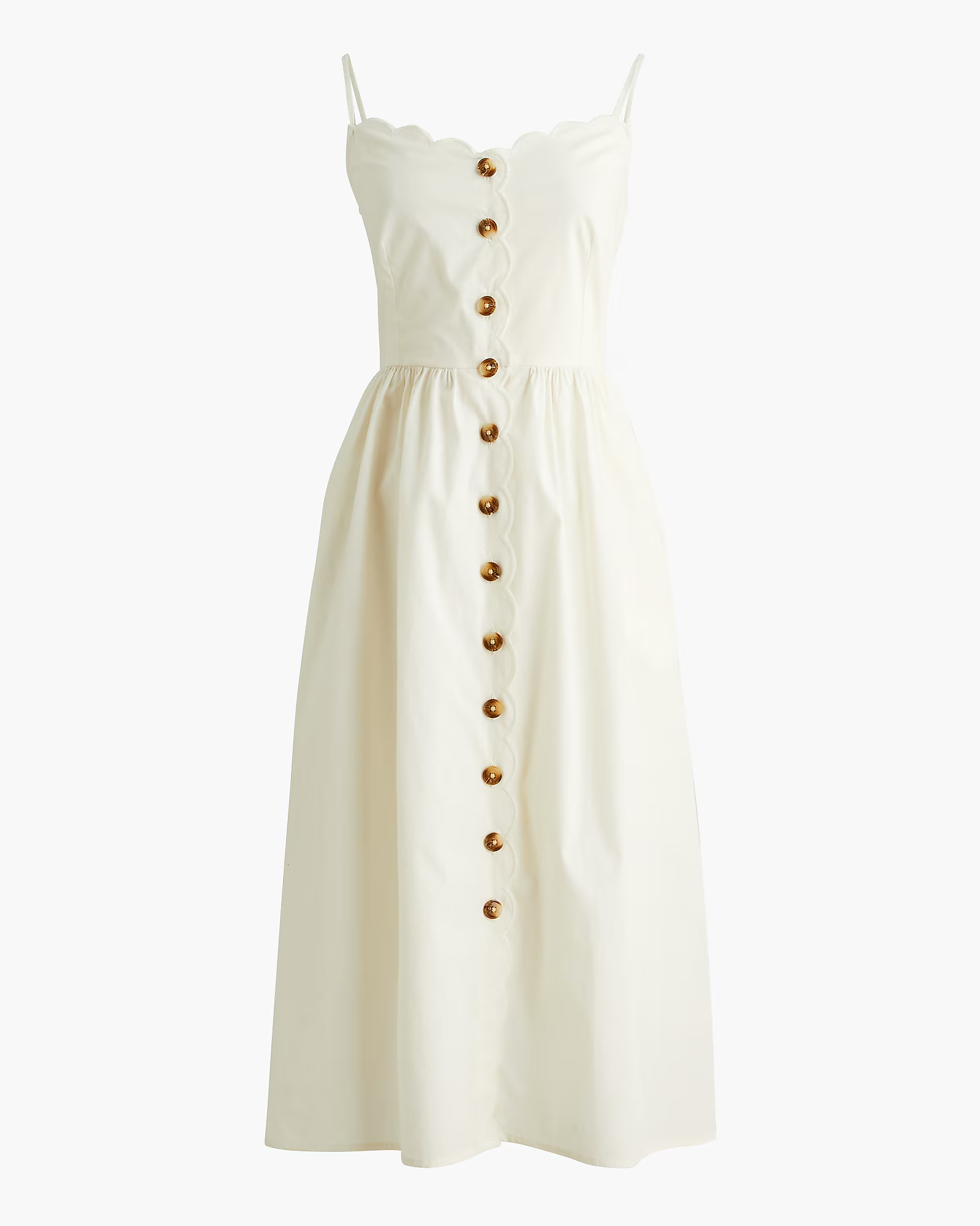 Scallop-trim button-front midi dress | J.Crew Factory