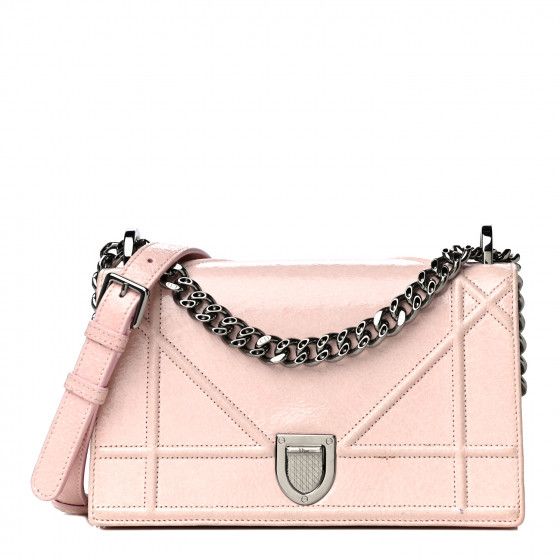 CHRISTIAN DIOR Ceramic Effect Deerskin Small Diorama Flap Bag Pink | FASHIONPHILE | Fashionphile