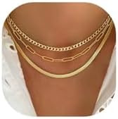 Gold Layered Necklaces for Women, 14K Gold Plated Dainty Gold Chain Choker Necklace Stack, Herrin... | Amazon (US)