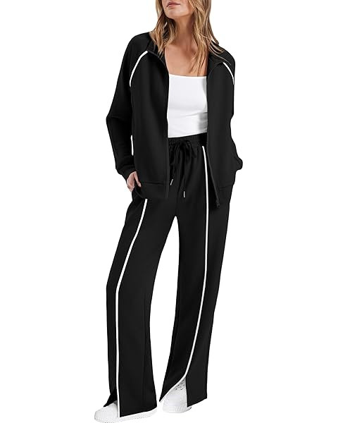 BTFBM Women's Two Piece Tracksuit Fall 2025 Long Sleeve Zip Up Sweatshirt Long Pants Outfits Jogg... | Amazon (US)