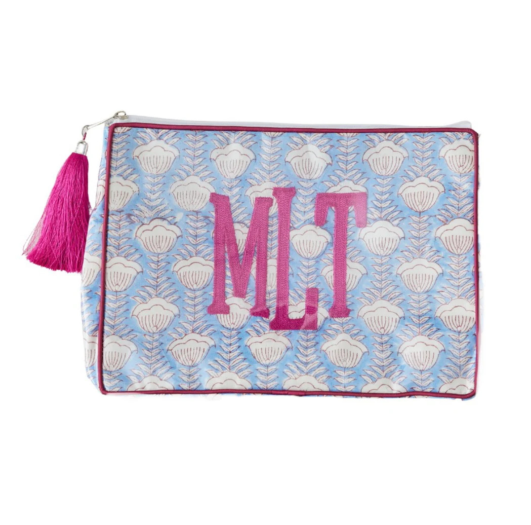 Custom Block Print Bag - Blue/Eggplant | Beth Ladd Collections