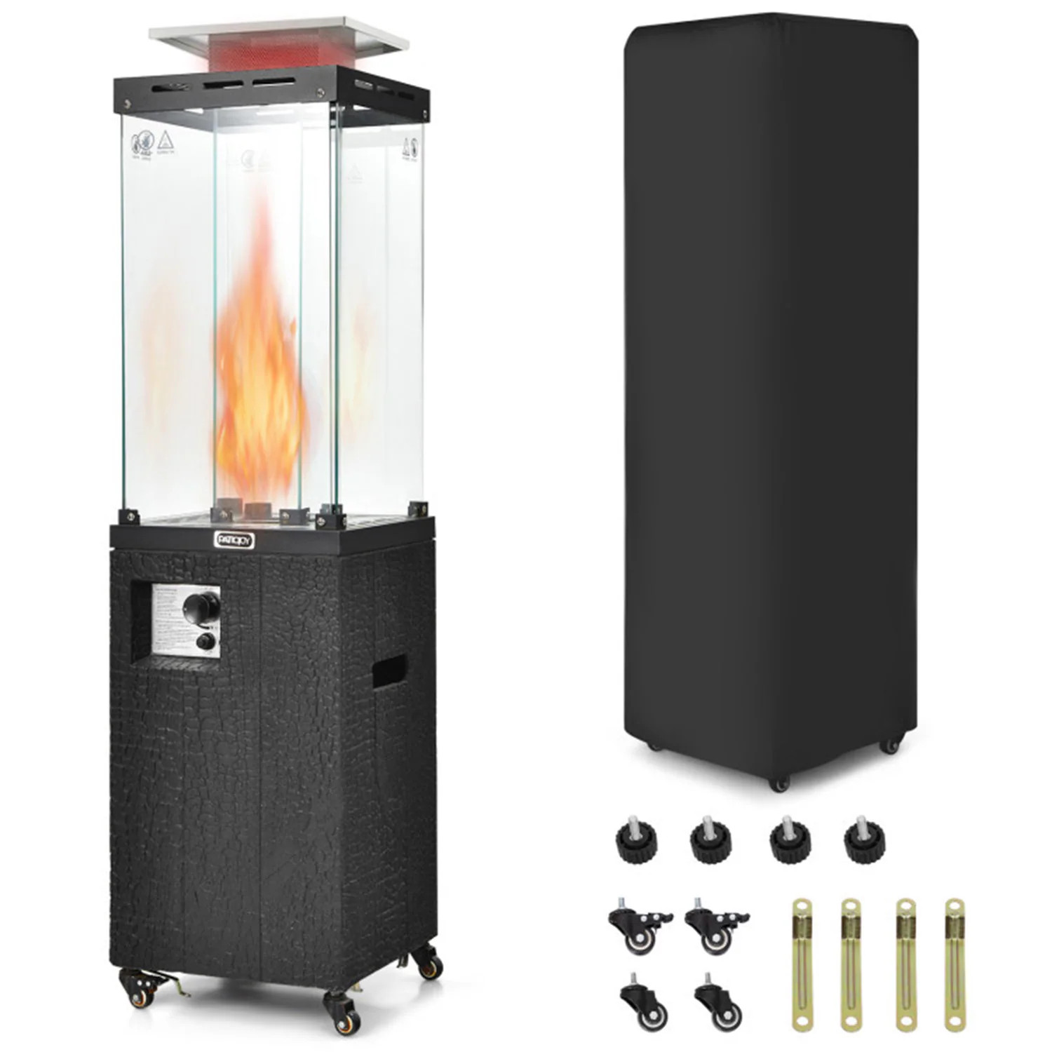 Mondawe 41000 -BTU Black Stainless steel Floorstanding Liquid propane Patio Heater one_size | MO-NP11219US-DK | Lowe's