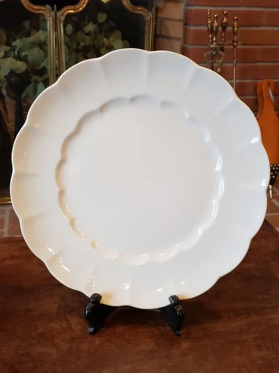 Vintage White Scalloped Plate  1960s Atkins Scalloped Chop | Etsy | Etsy (US)