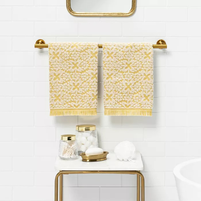 2pk Terry Plaid Hand Towel Set Yellow - Threshold™ | Target
