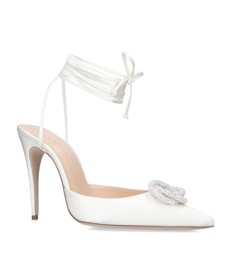 Magda Butrym Satin Embellished Wrap-Around Mules 110 | Harrods