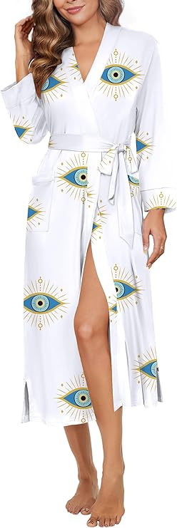 Ekouaer Womens Robe Long Knit Kimono Bathrobe Lightweight Sleepwear Soft Ladies Loungewear with P... | Amazon (US)