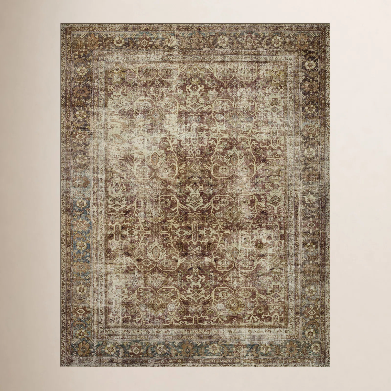 Magnolia Home By Joanna Gaines X Loloi Sinclair Machine Washable Rust / Lagoon Area Rug | Birch Lane