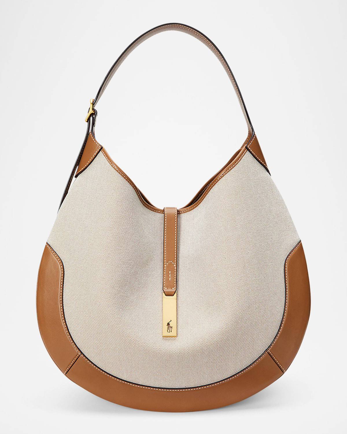Polo ID Medium Heritage Canvas Shoulder Bag | Neiman Marcus