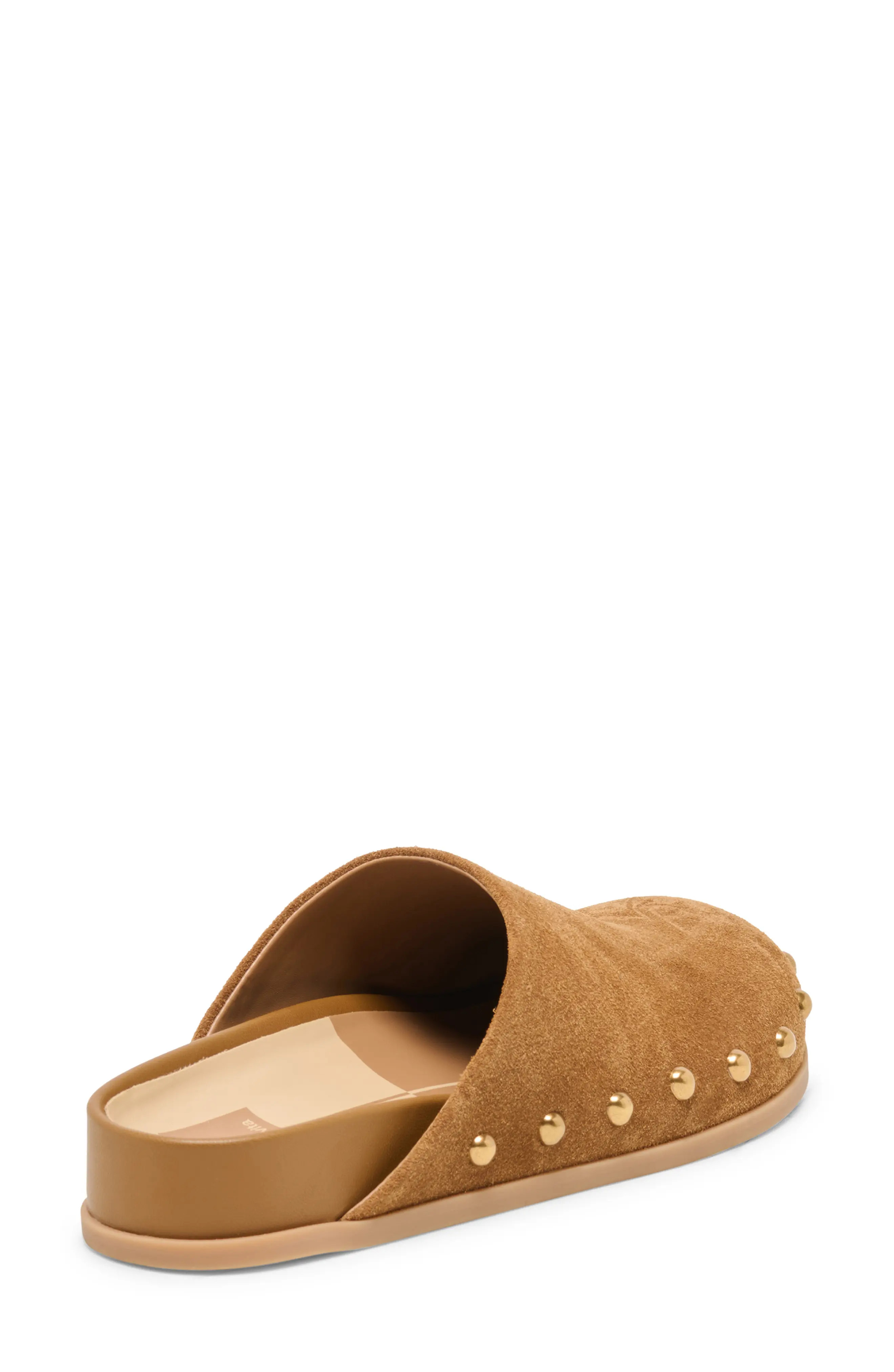 Dolce Vita Joney Stud Flat Mule in Cognac Suede at Nordstrom, Size 9.5 | Nordstrom