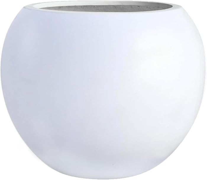 Globo 16" H x 20" D Fiberstone Premium Large Planter, (White), 13.5" Pot Opening, Sphere Drainage... | Amazon (US)