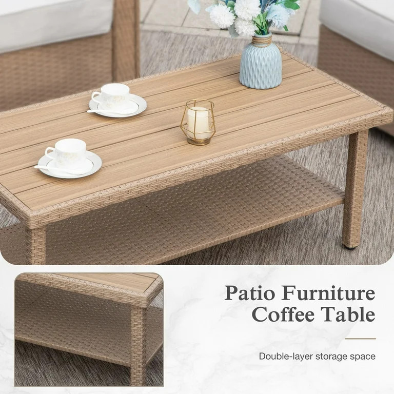 Sophia & William 6 Pieces Wicker Patio Furniture Set 7-Seat Outdoor Cushioned Conversation Set wi... | Walmart (US)