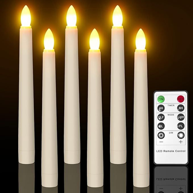 Flameless Candles with Remote Timer, PChero 7.9" Ivory Battery Operated LED Taper Dripless Floati... | Amazon (US)