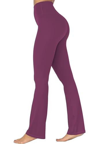 Sunzel High Waisted Mini Flare Leggings for Women, Workout Bootcut Flared Yoga Pants with Tummy Control for Casual Gym 32" Cherry Red Large | Amazon (US)