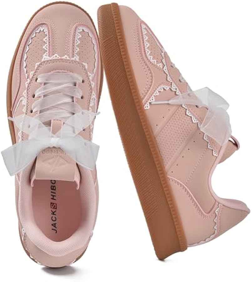 JACKSHIBO Women's Ribbon Lace-Up Fashion Sneakers Arch Support Gum Sole Tennis Walking Shoes with... | Amazon (US)