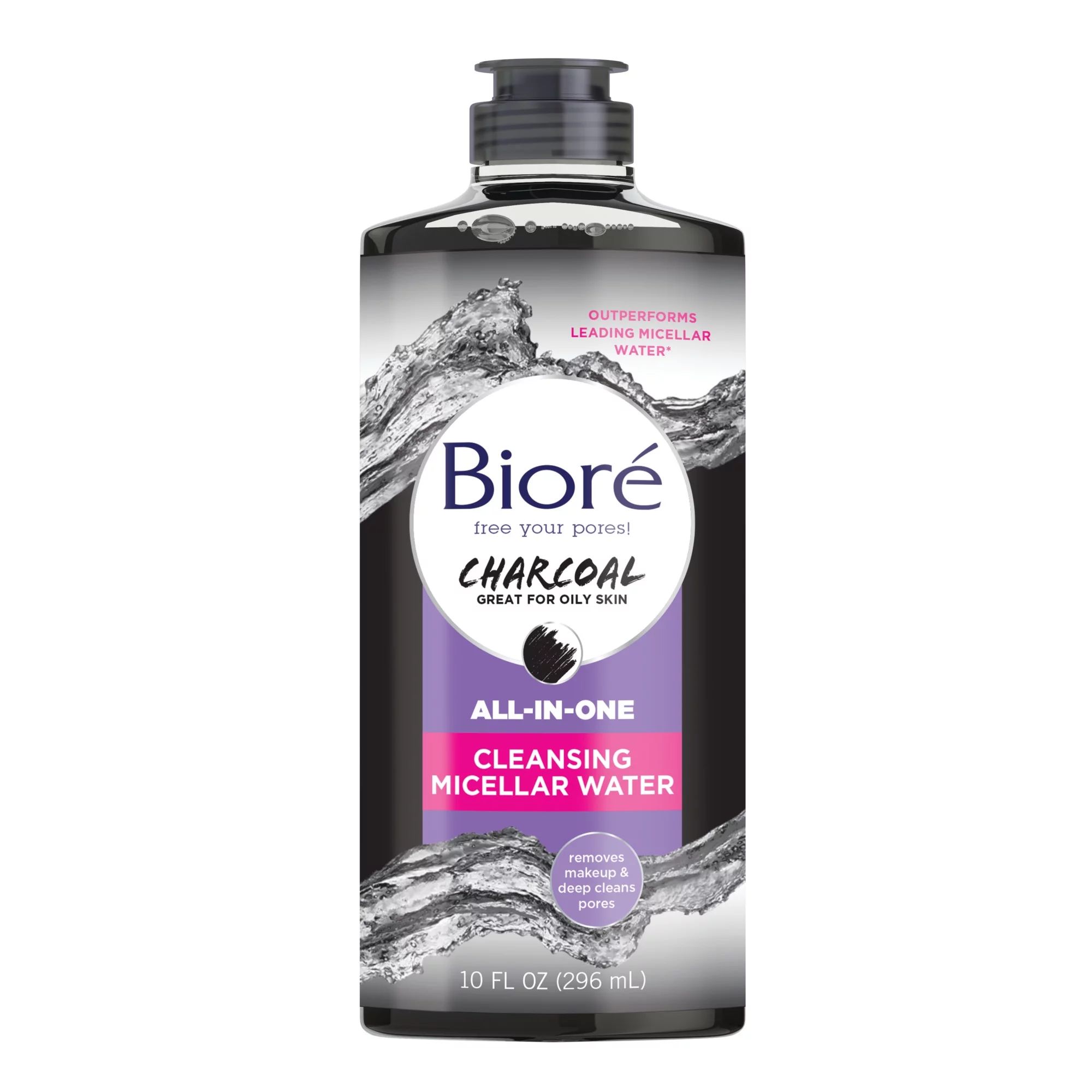 Biore Charcoal Oil-Free Cleansing Micellar Water, Cleanser & Makeup Remover, 10 fl oz - Walmart.c... | Walmart (US)