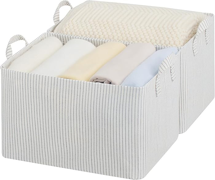 StorageWorks Storage Bins, Fabric Storage Bins for Shelves, Large Storage Baskets with Metal Fram... | Amazon (US)