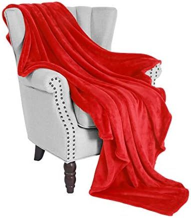 Exclusivo Mezcla Flannel Fleece Velvet Plush Soft Throw Blanket – 50" x 60" ( Red) | Amazon (US)