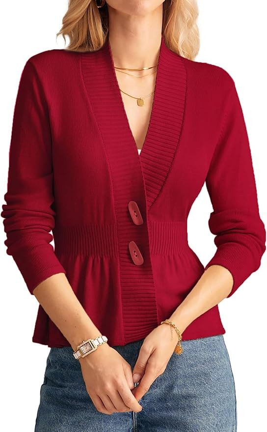 GRACE KARIN Women Cardigan Sweaters 2025 Fall,Long Sleeve Cropped Sweater Coat Trendy,Button Fron... | Amazon (US)