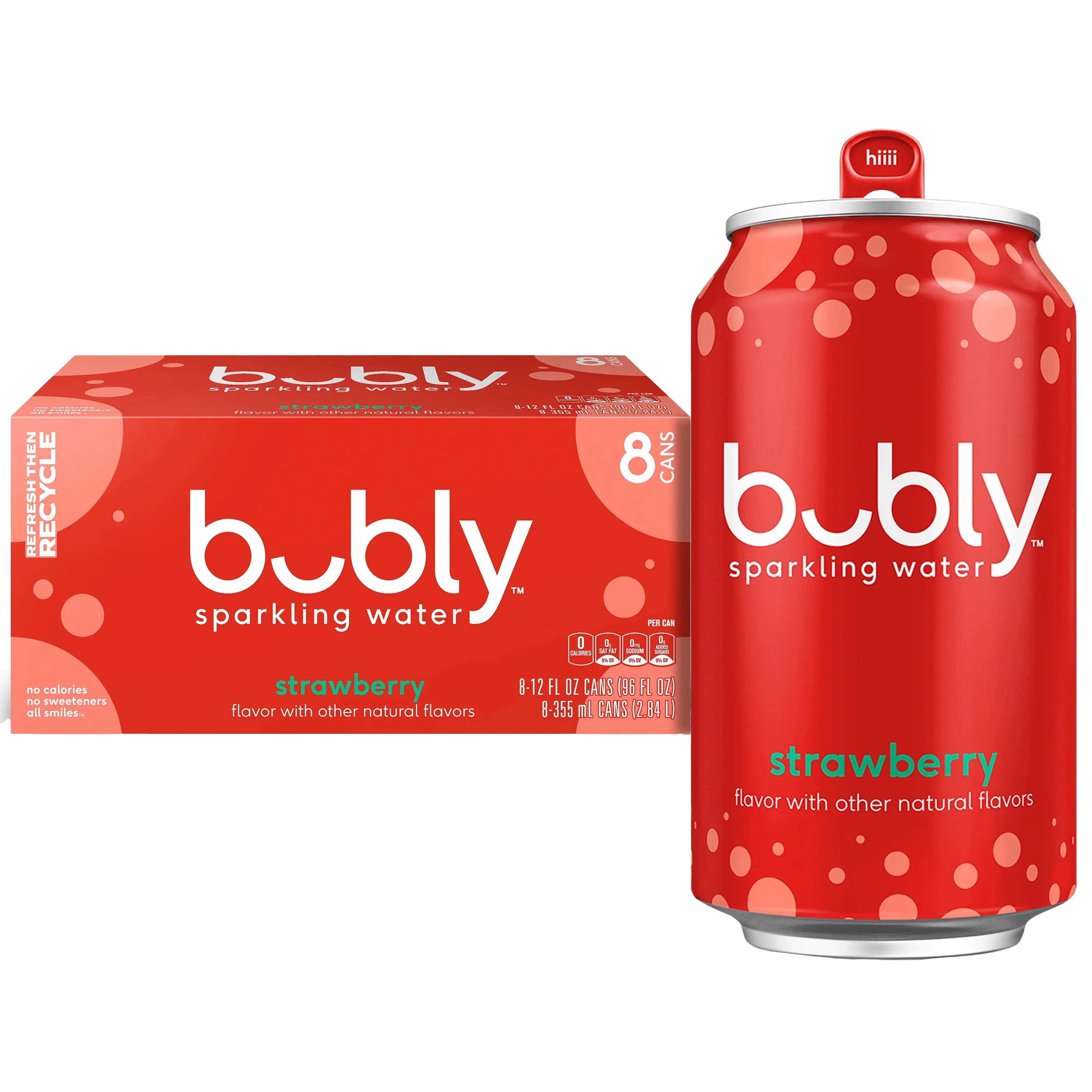 bubly Strawberry Sparkling Water, 12 fl oz, 8 Pack Cans | Walmart (US)