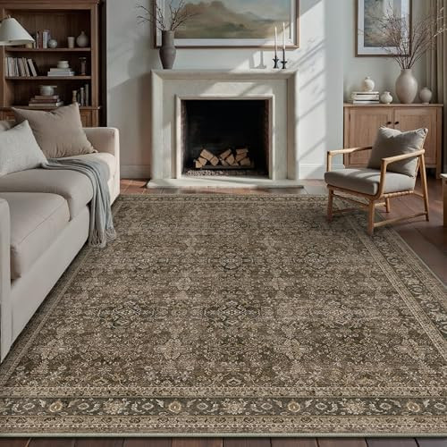8x10 Area Rug for Living Room Brown Vintage Washable Bedroom Carpet Traditional Distressed Soft N... | Amazon (US)
