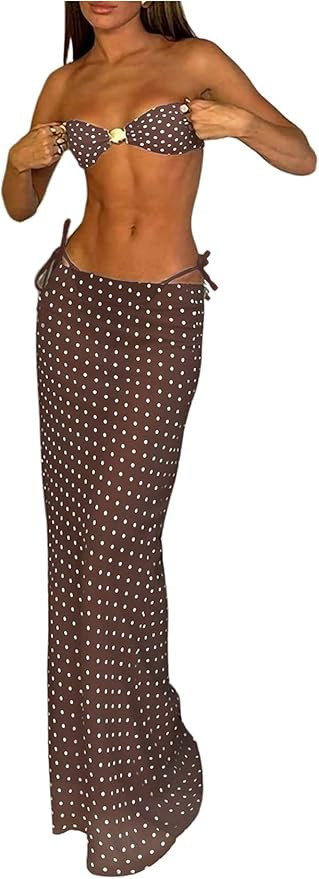 MakeMeChic Women's 3 Piece Zebra Cheetah Bikini Sets Polka Dots Strapless Bathing Suit with Swims... | Amazon (US)