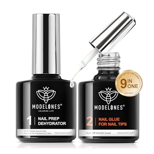Modelones 9 in One Nail Glue Gel Nail Prep Dehydrate Gel Nail Kit Nail Extension Set for False Na... | Amazon (US)