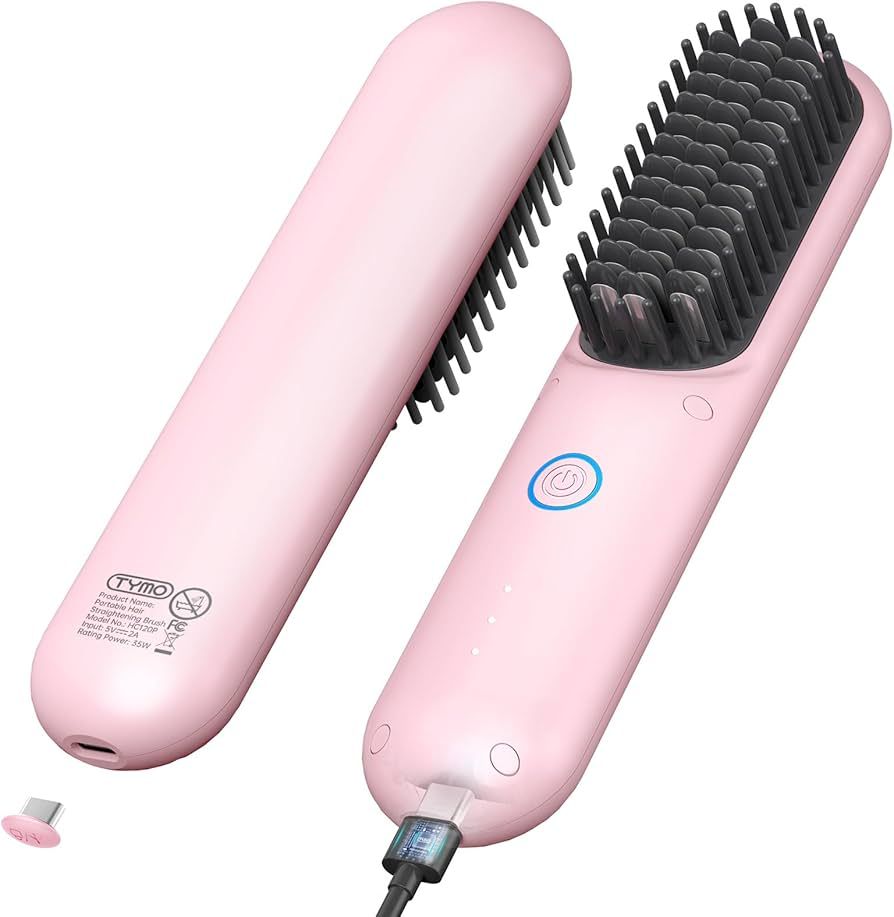 Cordless Hair Straightener Brush, TYMO Porta Straightening Brush for Women, Touch ups on-The-go S... | Amazon (US)