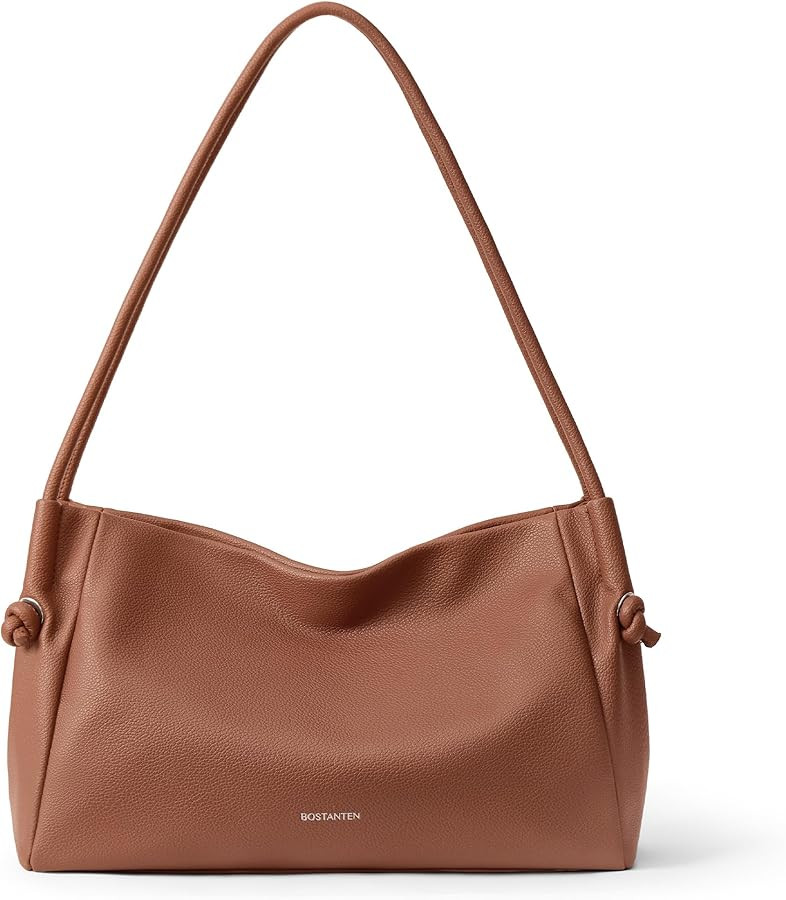 Amazon.com: BOSTANTEN Shoulder Bag for Women Pebbled Vegan Leather Purses Soft Hobo Handbag Supple Bag for Travel Work Brown : Clothing, Shoes & Jewelry | Amazon (US)