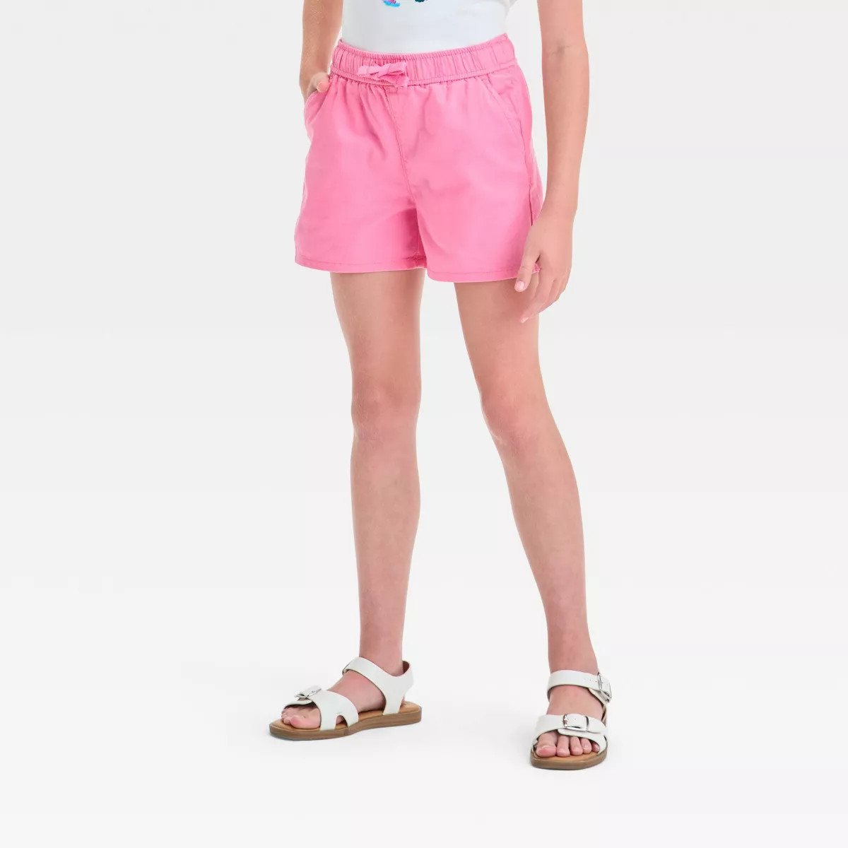 Girls' Pull-On Woven Shorts - Cat & Jack™ Medium Pink L: Adjustable Waistband, Mid Rise, 3.5" I... | Target