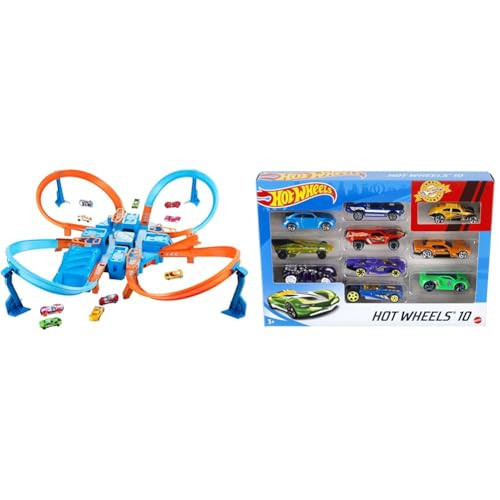 Ultimate Hot Wheels Crashing Action with the Criss Cross Crash Track Set! [Amazon Exclusive] & Set Of 10 1:64 Scale Toy Trucks And Cars For Kids And Collectors (Styles May Vary) [Amazon Exclusive] | Amazon (US)