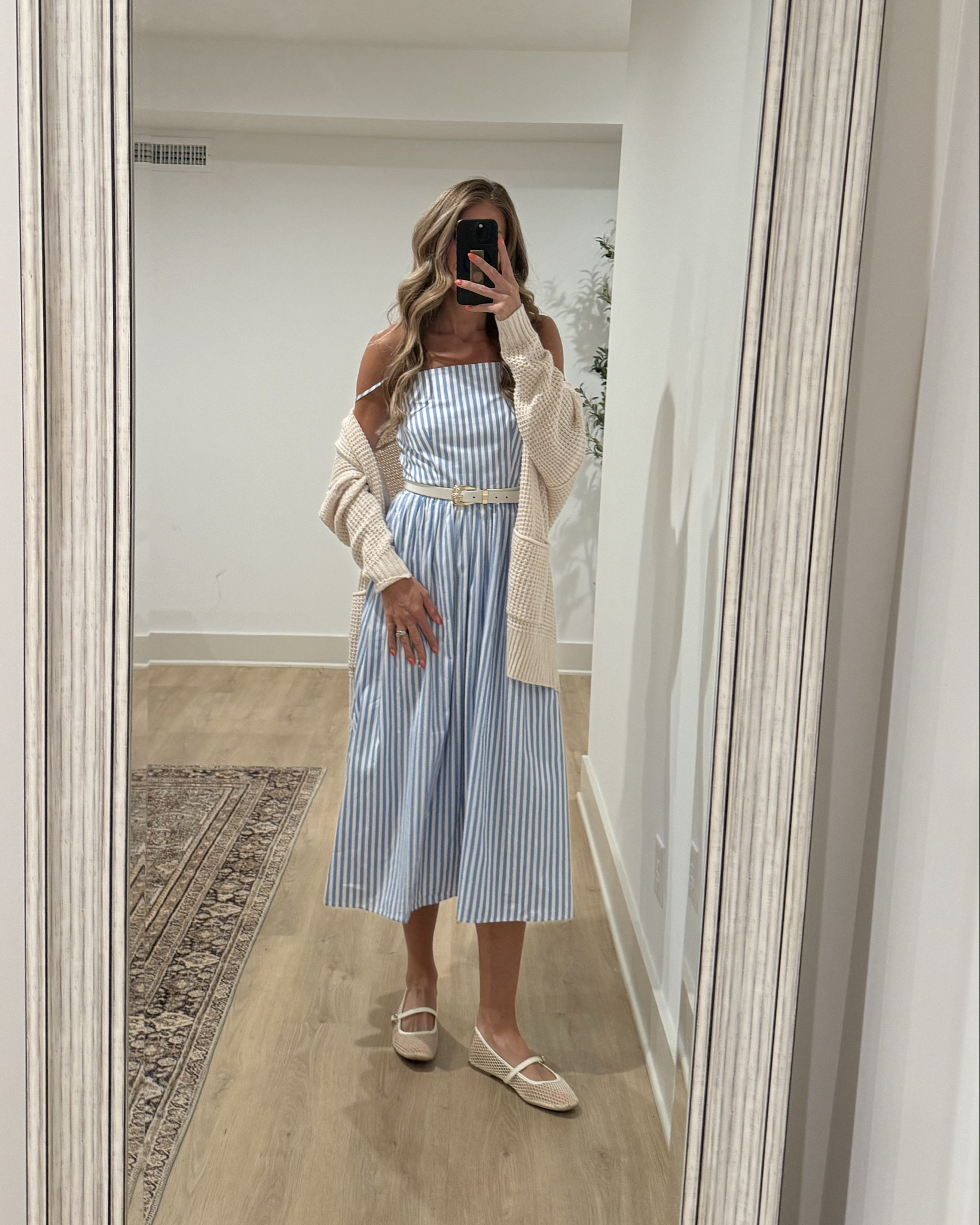 Ways to wear a blue striped dress for summer. I love this one from Walmart. Size down to small 
Small in cardigan 
 Linked similar belt


Sneakers are 20% off with TALLBLONDEBELL (the comfiest ever and arch support)

#LTKSummerEdit #LTKStyleTip #LTKFindsUnder50