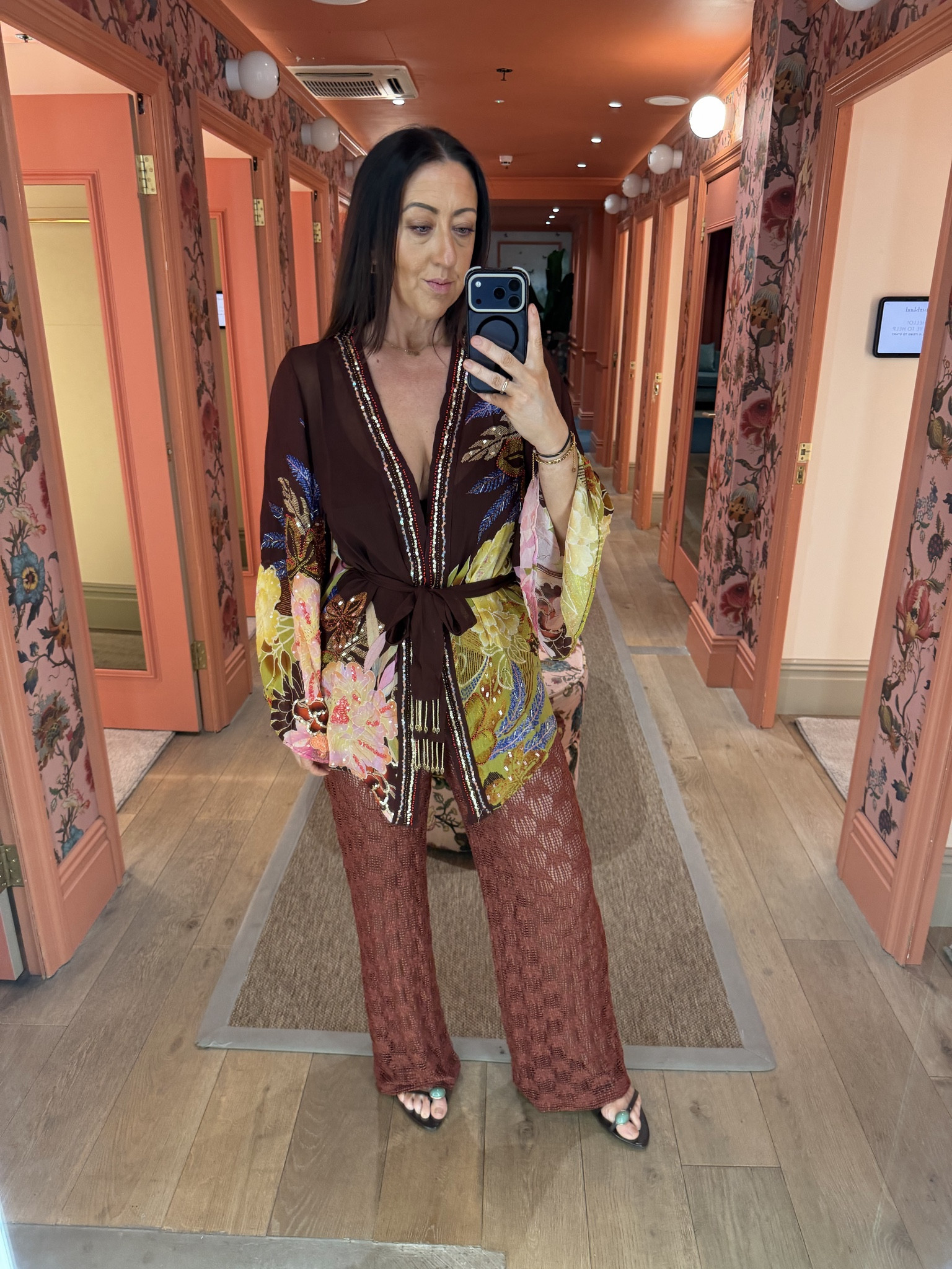  river island Brown Floral Embellished kimono  

 #LTKuk #LTKsummer #LTKstyletip