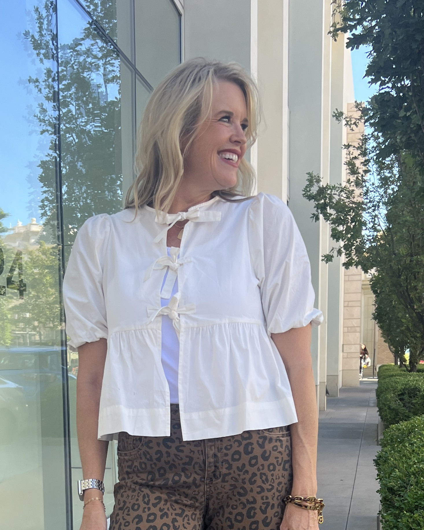 Fall outfit of the day🍂🐅

Way to wear white & leopard print

Creating balance is so important when stying an outfit.
Skinny bottom paired with a flowy  top that hits at the hip bone is a great & flattering balance!

🚨Sale  prime day Top $14.03 & $23
Bow top Amazon find - great quality and affordable tts

Leopard skinny jeans by Kut from the Kloth (no longer available) link similar 

White Cowboy boots Avara tts 

Vintage tortoise shell and gold jewelry.. linked similar

#LTKSaleAlert #LTKxPrimeDay #LTKFindsUnder50